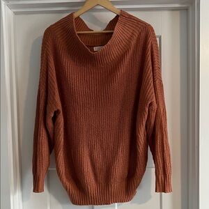 Oversized Cowl-Neck Sweater in Rust - 247